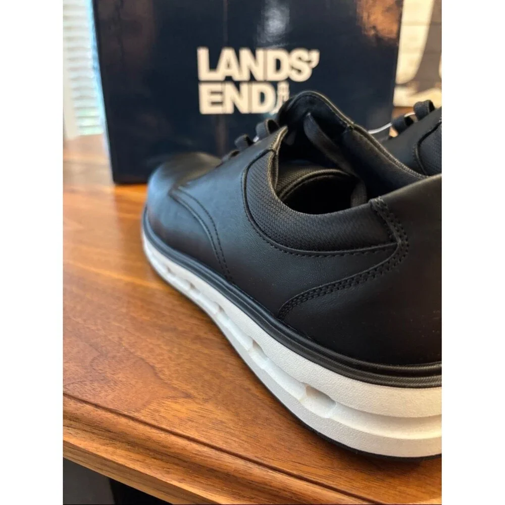 NIB New Lands’ End Black White Sport Oxford Size 12